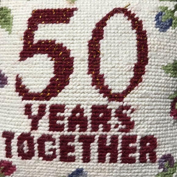 Small anniversary pillow 50 years together w/velvet back. Does have a few picks - Picture 6 of 7